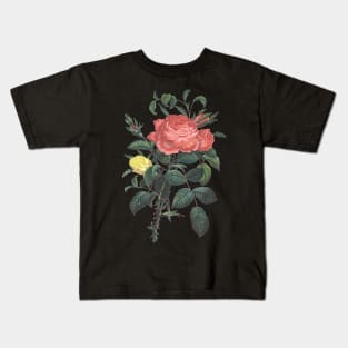 Rose Flowers Vintage Botanical Illustration Kids T-Shirt